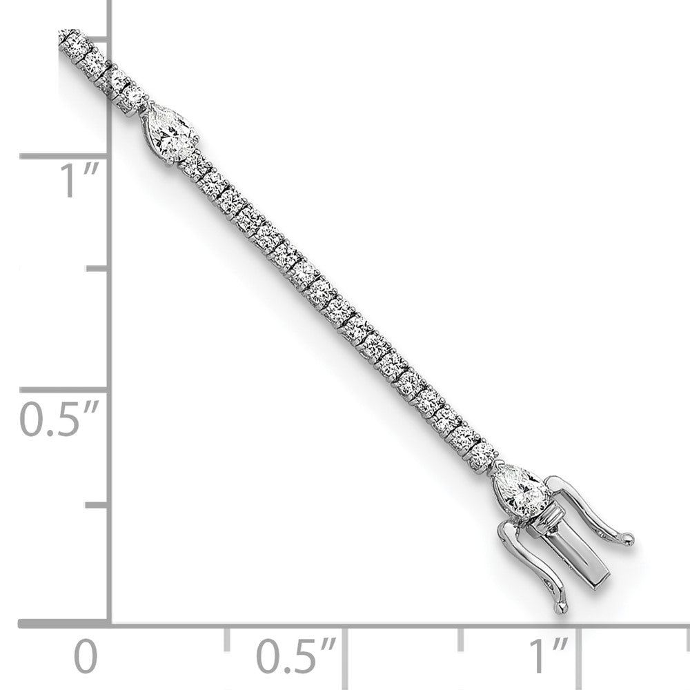 True Origin 14k White Gold 4 1/2 carat Lab Grown Diamond VS D E F Round and Pear 7 inch Bracelet