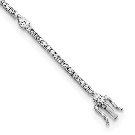 True Origin 14k White Gold 4 1/2 carat Lab Grown Diamond VS D E F Round and Pear 7 inch Bracelet