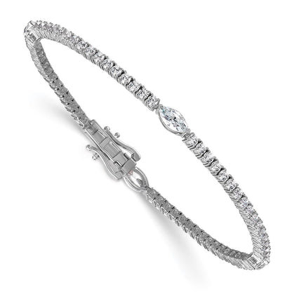 True Origin 14k White Gold 3 5/8 carat Lab Grown Diamond VS D E F Round and Marquise 7 inch Bracelet