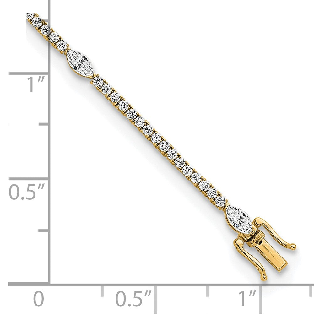 True Origin 14k 3 5/8 carat Lab Grown Diamond VS D E F Round and Marquise 7 inch Bracelet