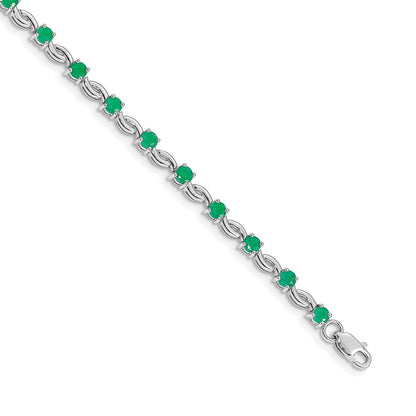 14k White Gold Emerald Gemstone Bracelet