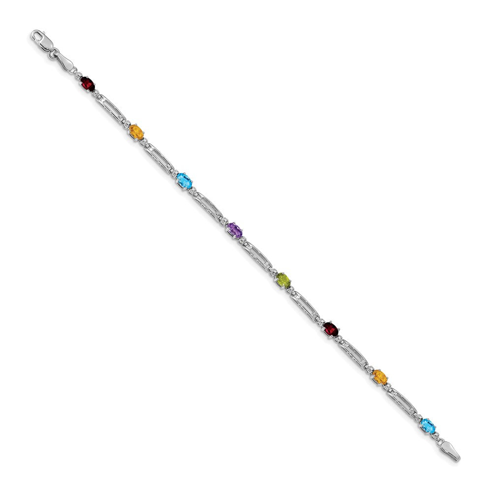 14k White Gold Fancy Diamond and Gemstone Rainbow Bracelet