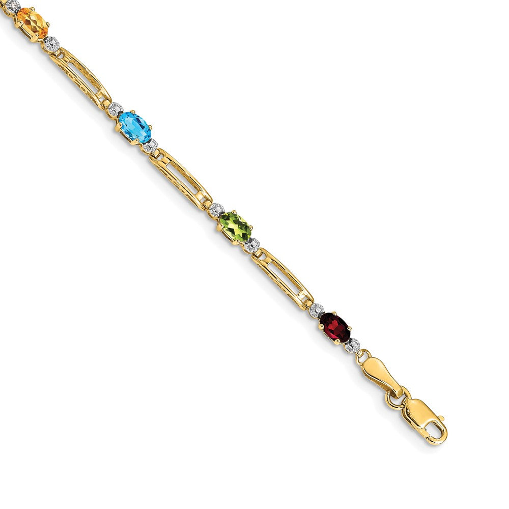 14k Fancy Diamond and Gemstone Rainbow Bracelet