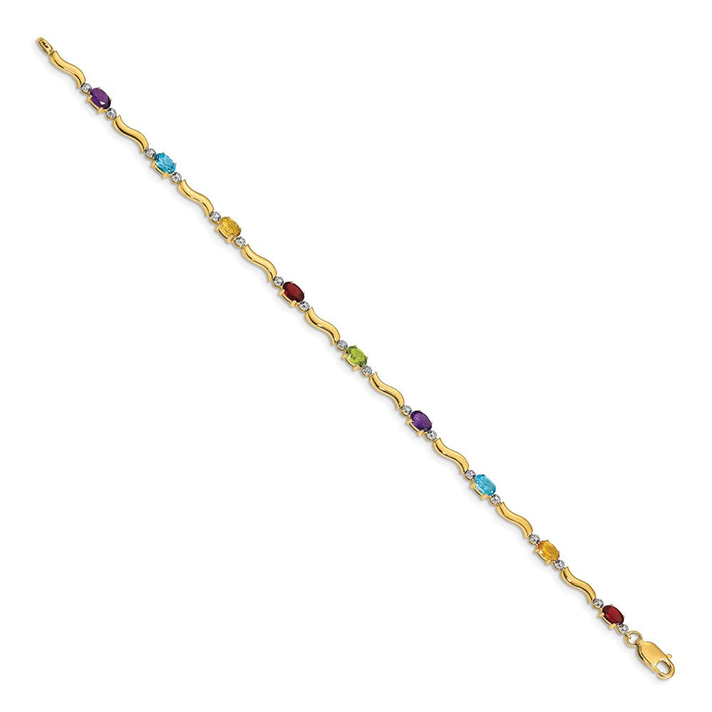 10k Diamond and Rainbow Gemstone Bracelet