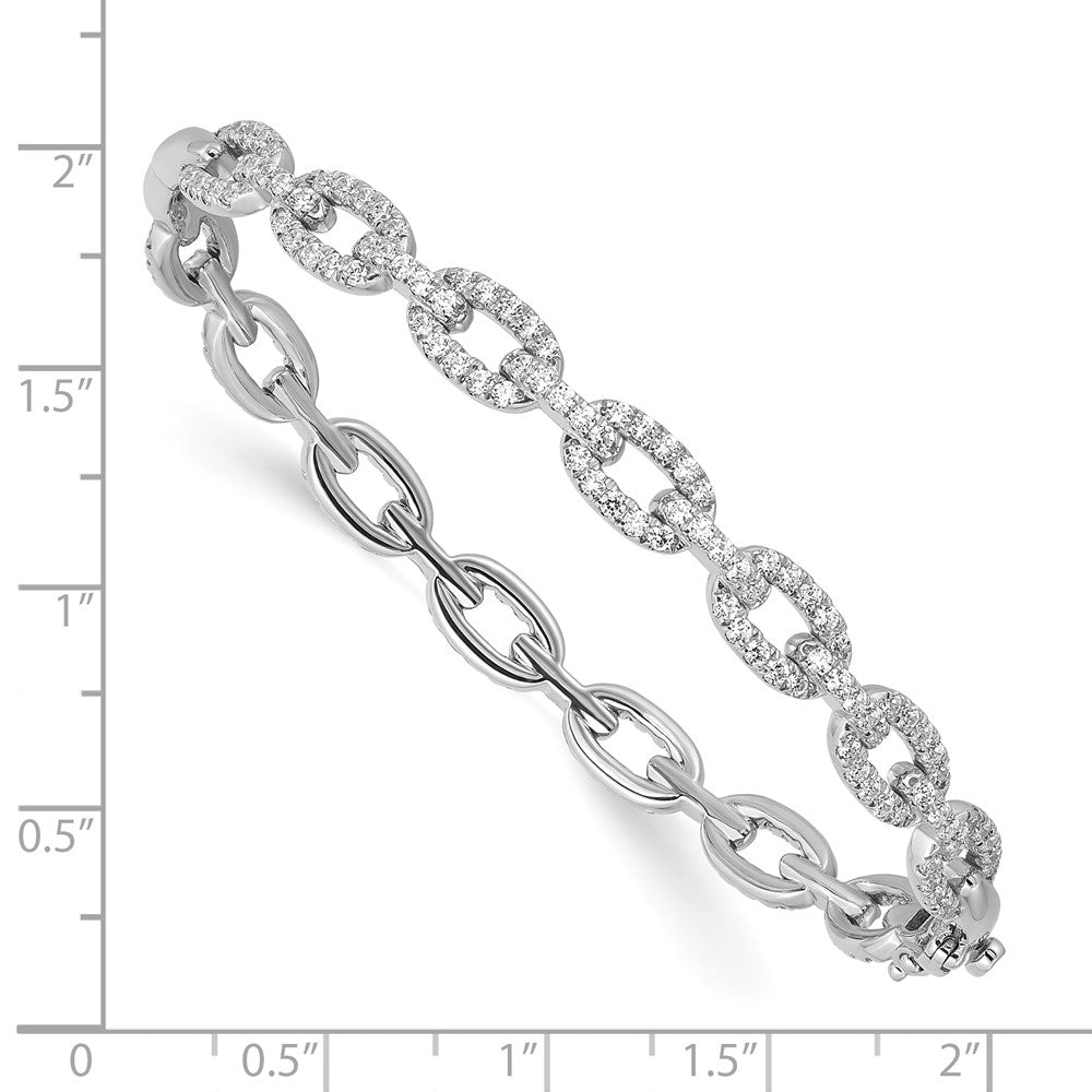 True Origin 14k White Gold 2 1/6 carat Lab Grown Diamond VS DEF 7 inch Link Bangle