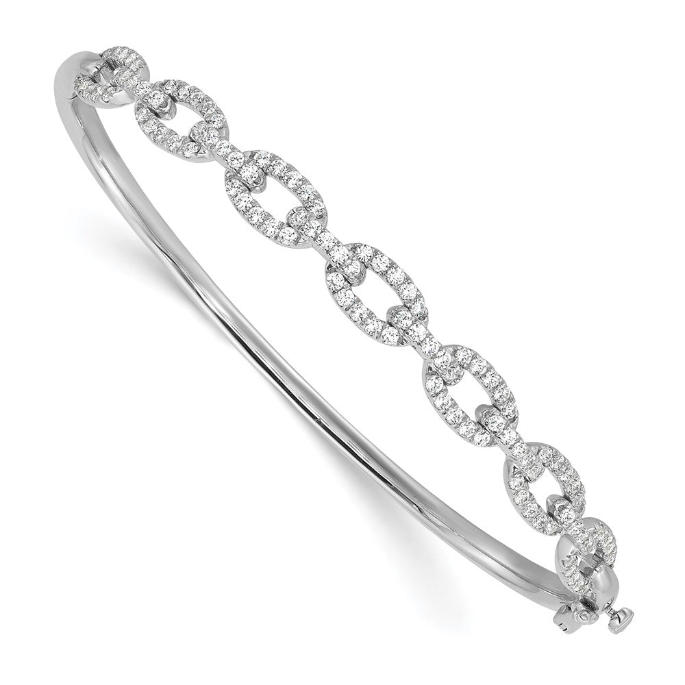 True Origin 14k White Gold 2 1/6 carat Lab Grown Diamond VS D E F 6.75 inch Fancy Link Bangle