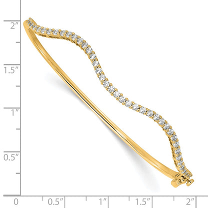 True Origin 14k 1 carat Lab Grown Diamond VS D E F 6.25 inch Fancy Wavy Bangle