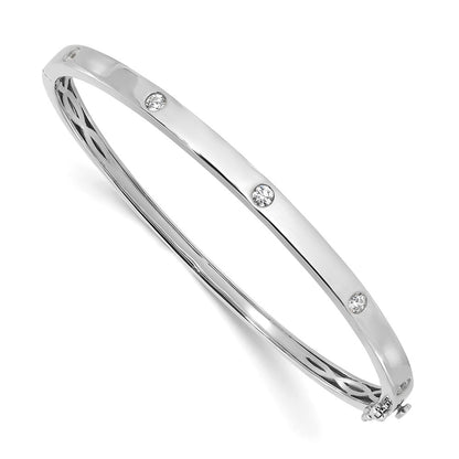 True Origin 14k White Gold 3/4 carat Lab Grown Diamond VS D E F 6.75 inch Bangle