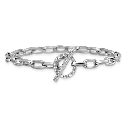 True Origin 14k White Gold 1/3 carat Lab Grown Diamond VS D E F 7 inch Toggle Bracelet