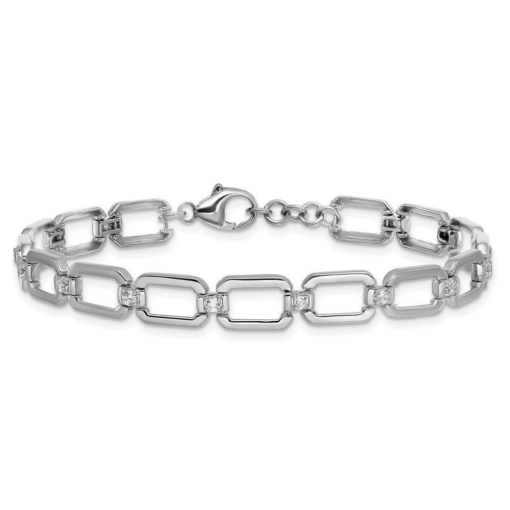 True Origin 14k White Gold 1/2 carat Lab Grown Diamond VS DEF 7 inch Fancy Link Bracelet