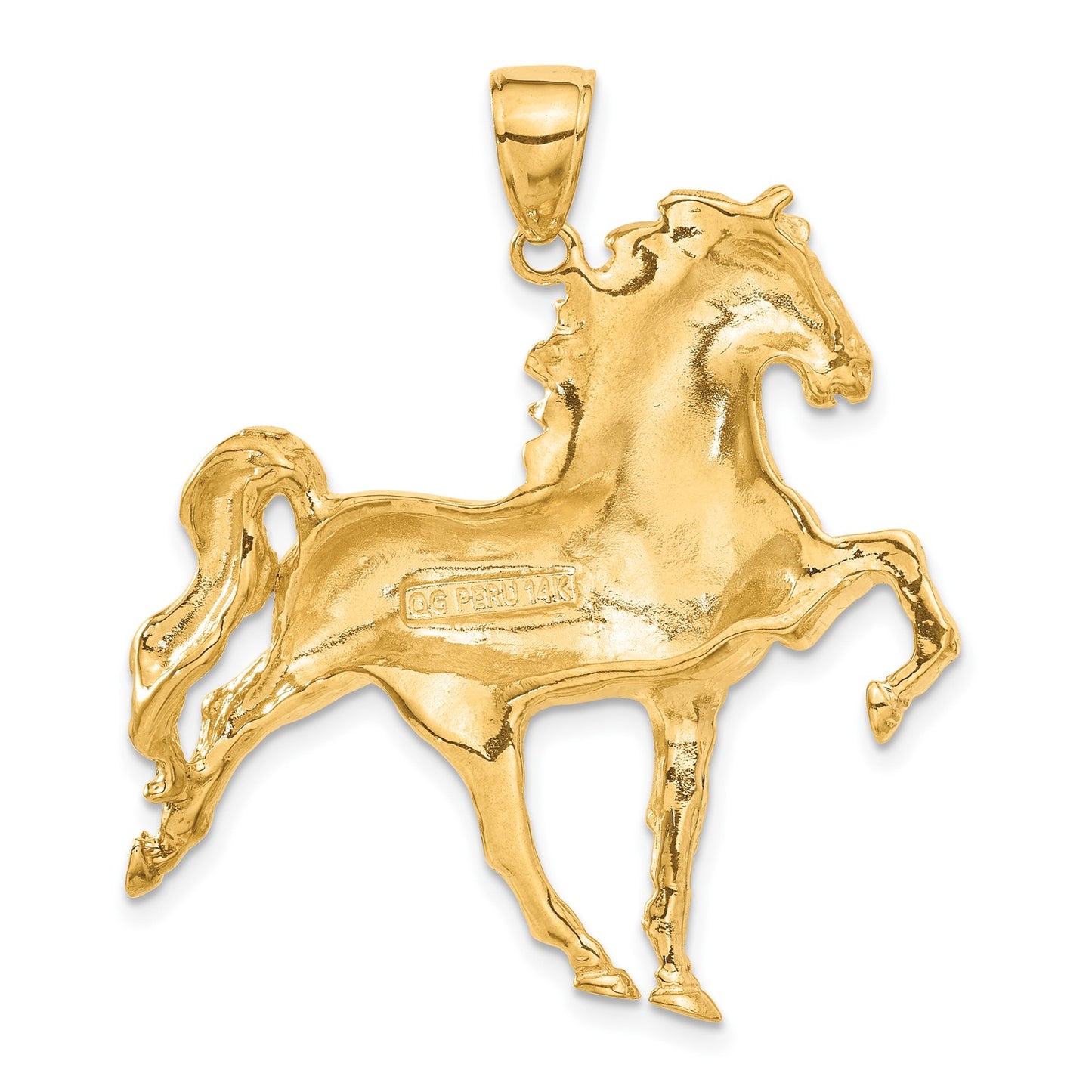 14k Solid Polished Open-Backed Horse Pendant