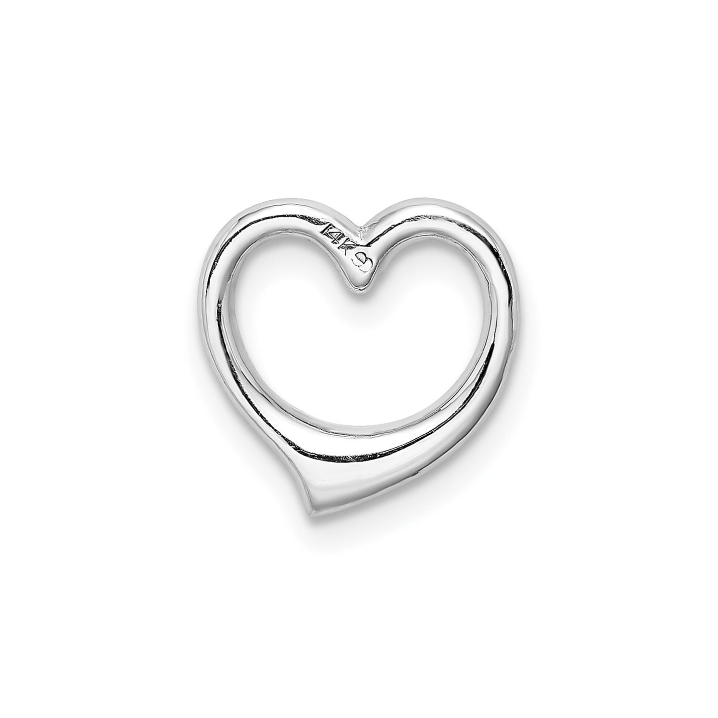 14K White Gold Polished Heart Chain Slide