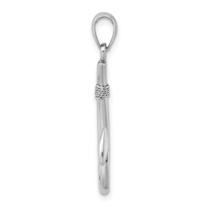 14K White Gold 3-D Fish Hook Charm