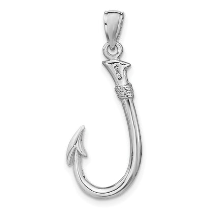 14K White Gold 3-D Fish Hook Charm