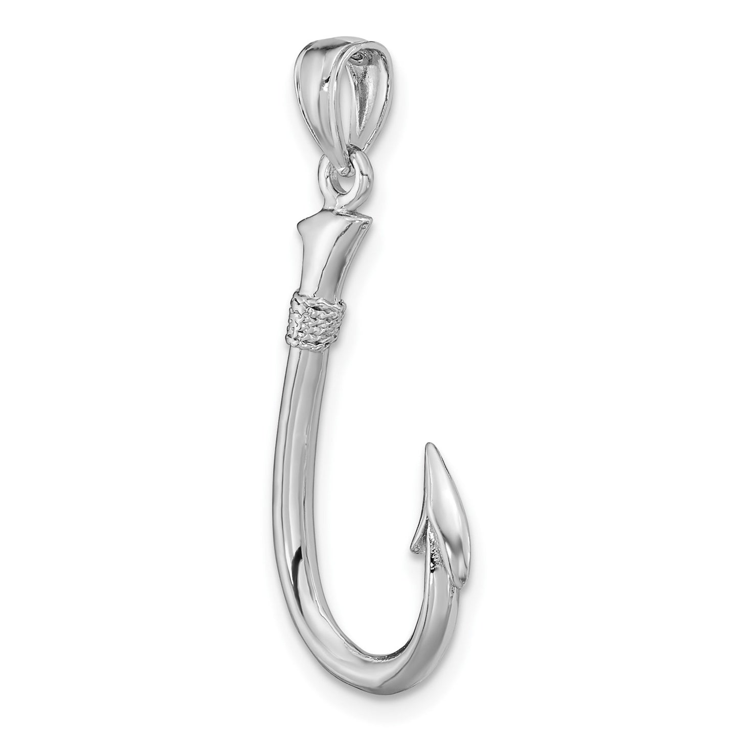 14K White Gold 3-D Fish Hook Charm