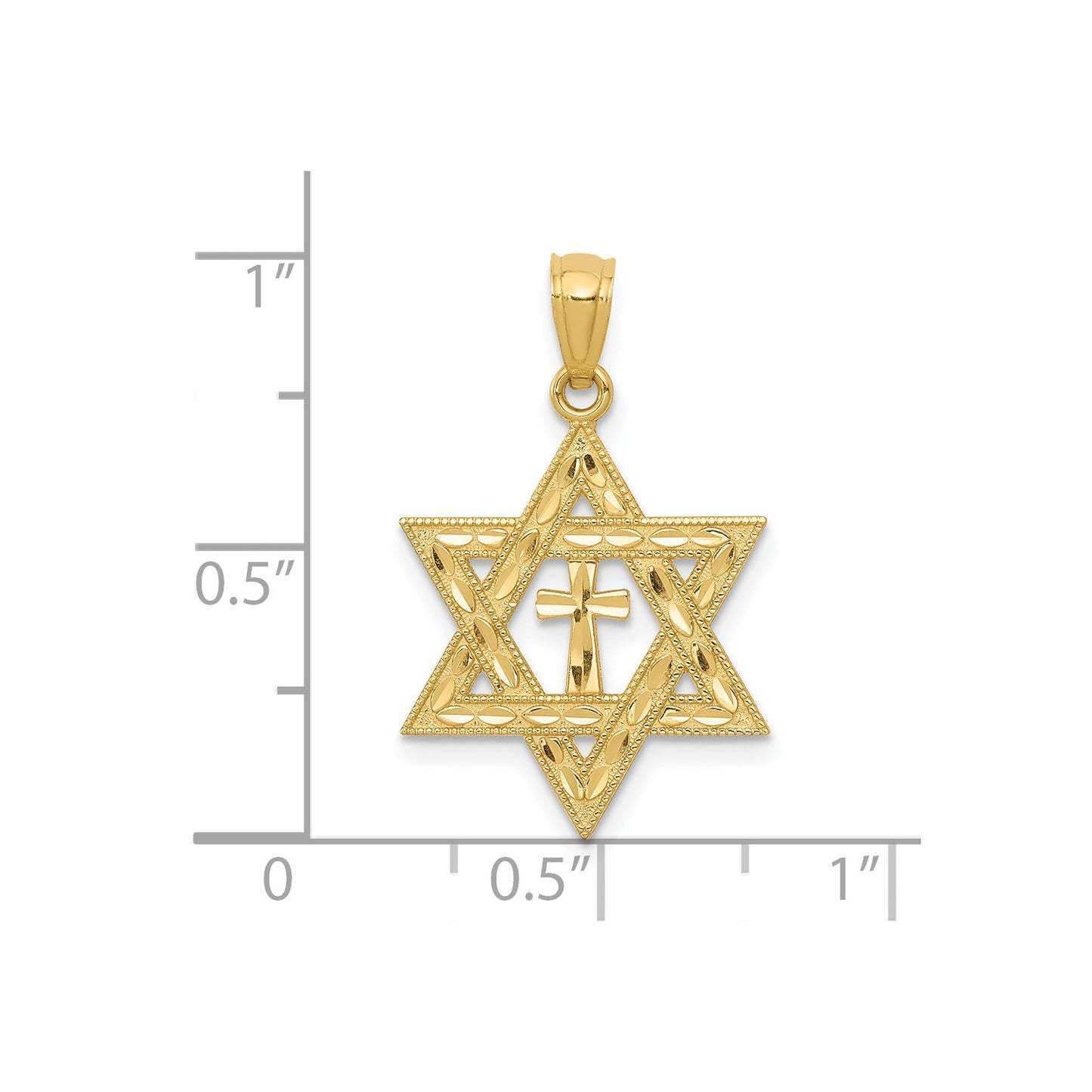 14k Diamond-cut Star of David w/Cross Pendant