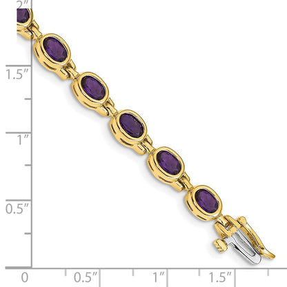 14k Oval Gemstone Amethyst Bracelet