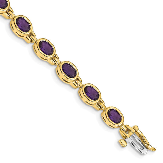 14k Oval Gemstone Amethyst Bracelet