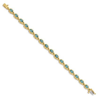 14k Oval Gemstone Blue Topaz Bracelet