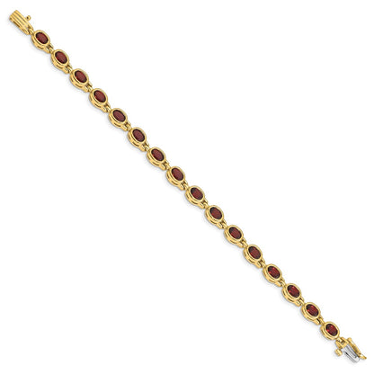 14k Oval Gemstone Garnet Bracelet