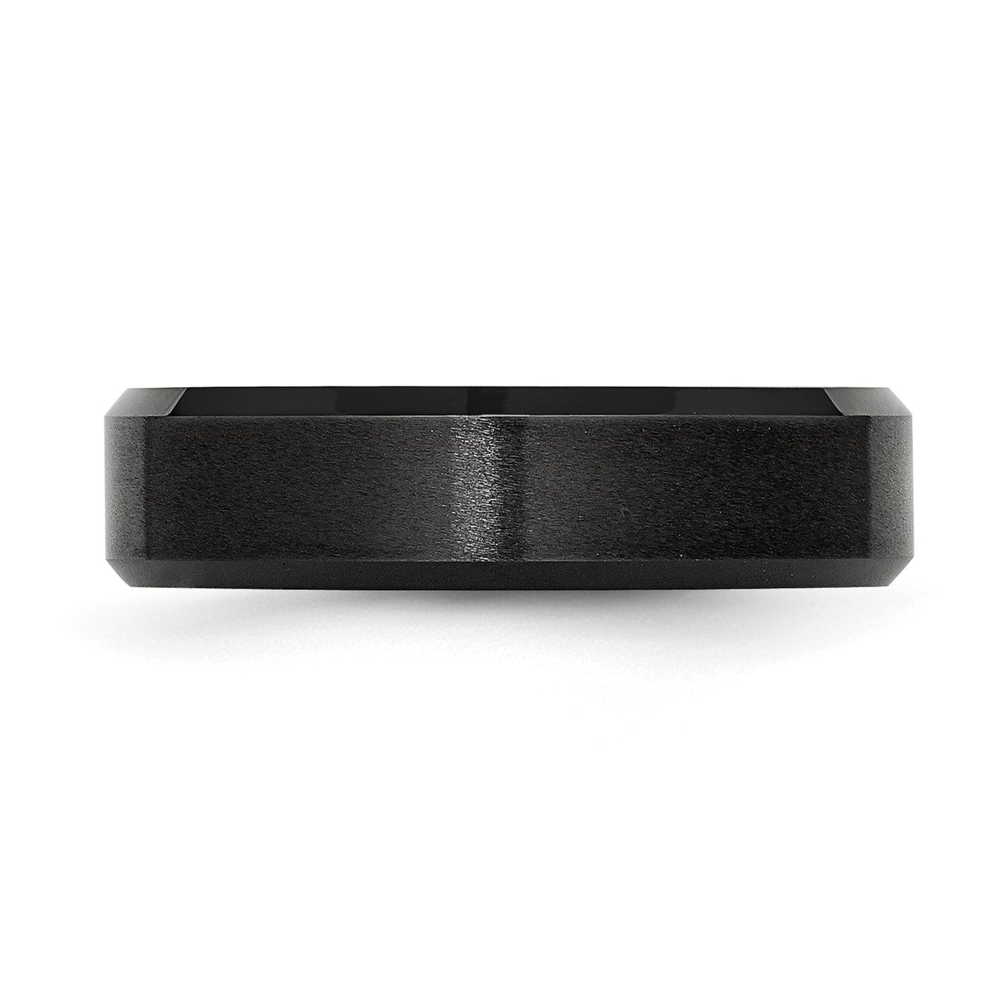 Chisel Black Ceramic Beveled Edge 6mm Brushed and Polished Band