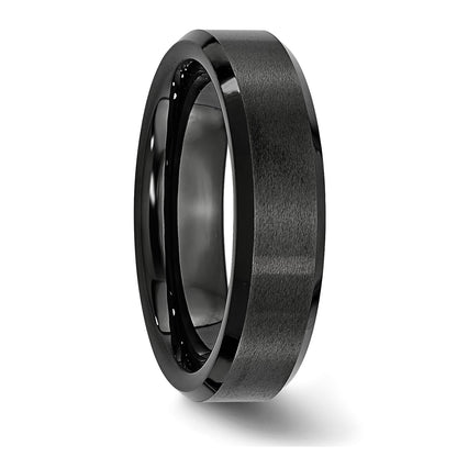 Chisel Black Ceramic Beveled Edge 6mm Brushed and Polished Band