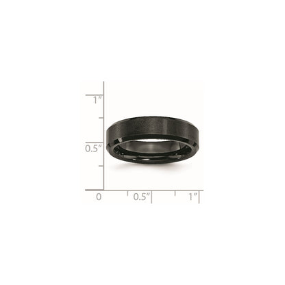 Chisel Black Ceramic Beveled Edge 6mm Brushed and Polished Band