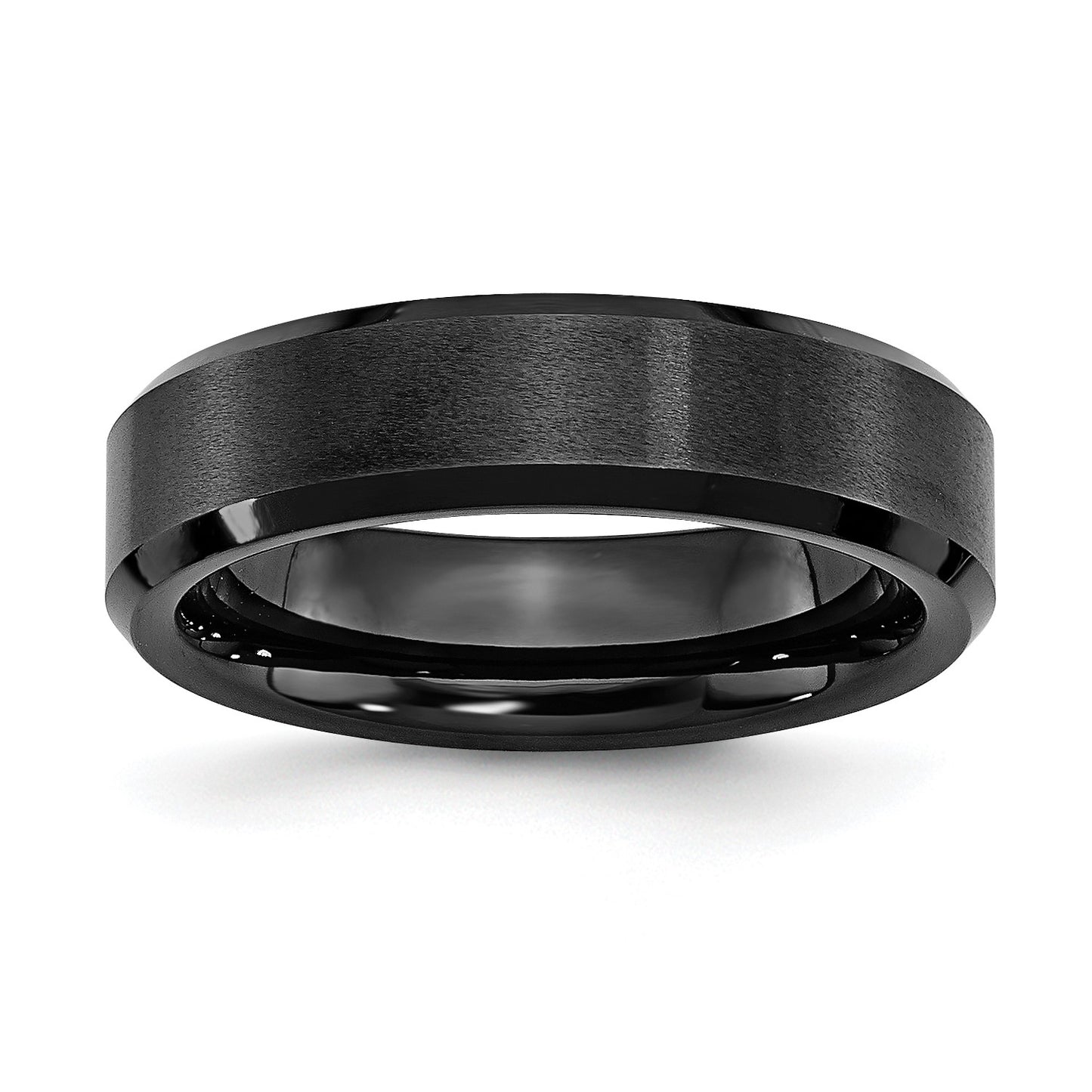 Chisel Black Ceramic Beveled Edge 6mm Brushed and Polished Band