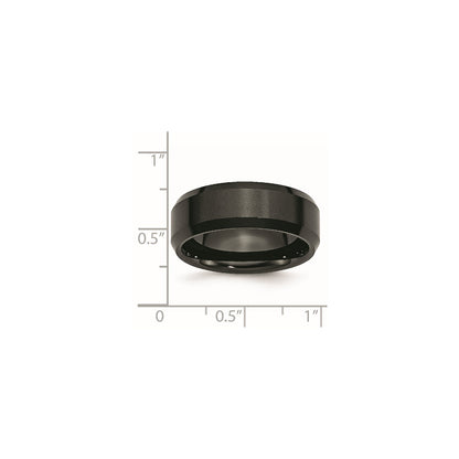 Chisel Ceramic Black Beveled Edge 8mm Brushed and Polished Band