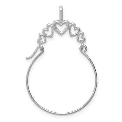 14k White Gold Polished 5-Heart Charm Holder