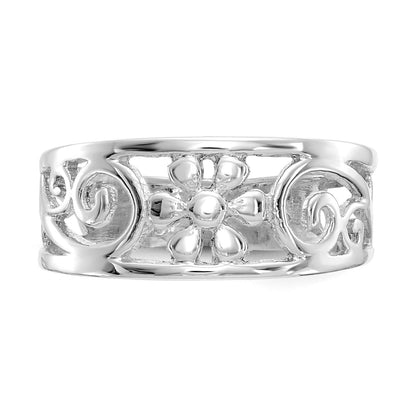 14k White Gold Floral Toe Ring