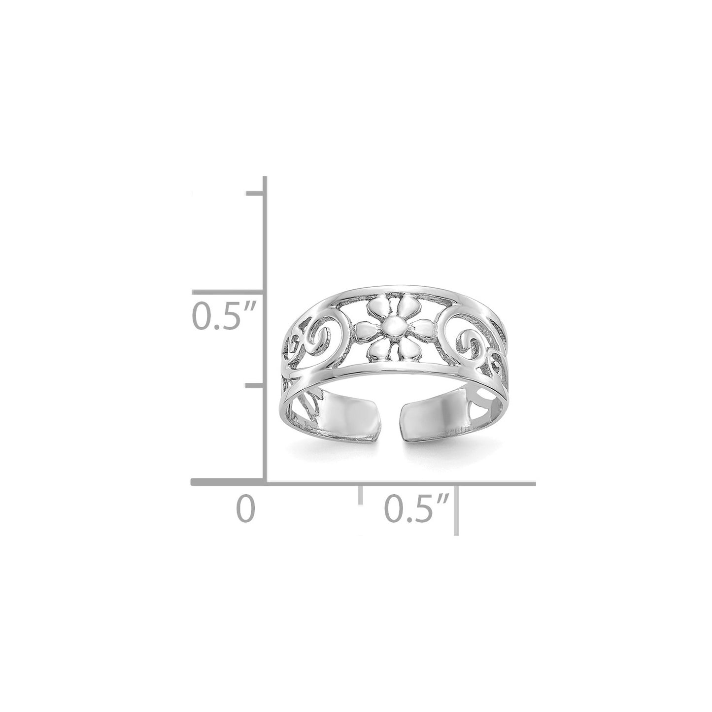 14k White Gold Floral Toe Ring