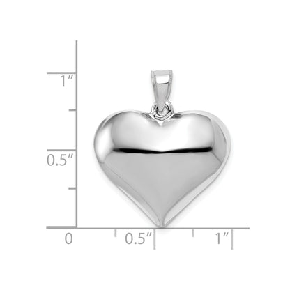 14k White Gold Polished 3D Puffed Heart Pendant