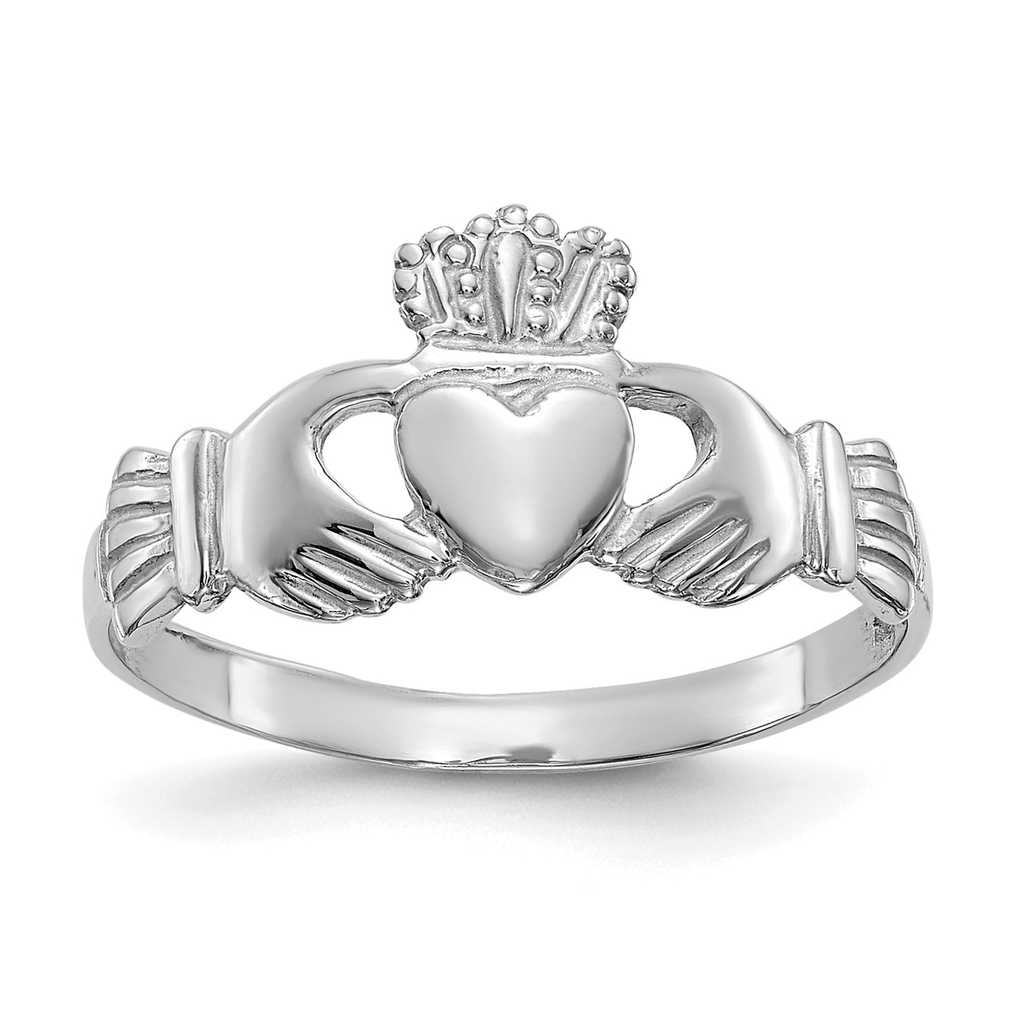 14k White Gold Ladies Claddagh Ring