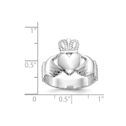 14k White Gold Men's Claddagh Ring