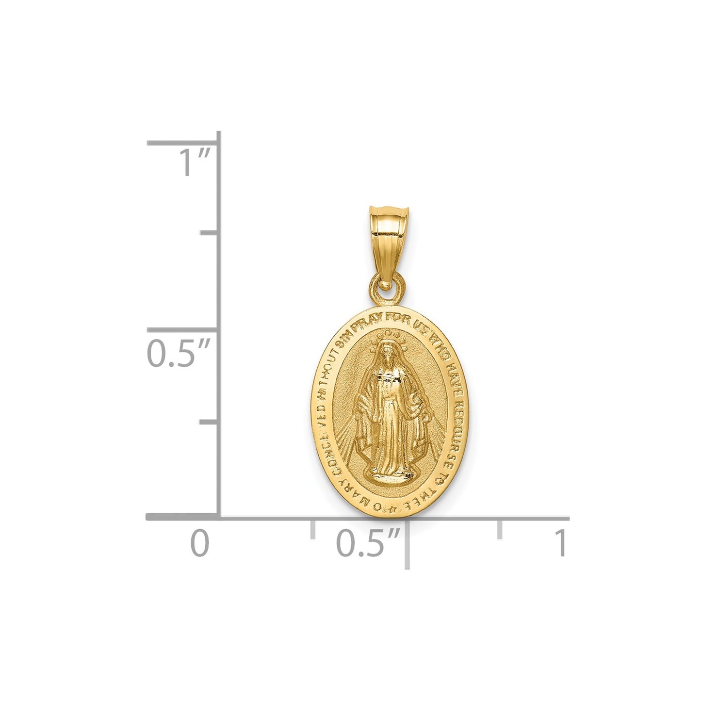 14K Polished Miraculous Medal Pendant