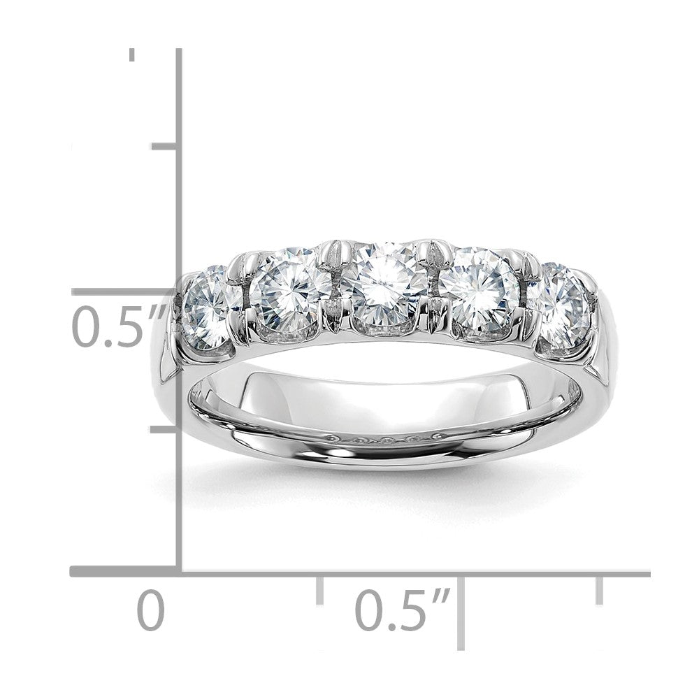 14kw Gold 1ct. 5 Stone D E F Pure Light Moissanite Band