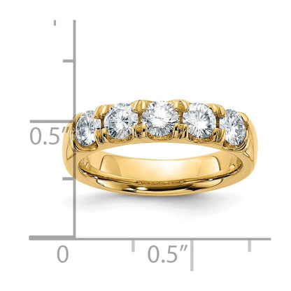 14ky Gold 1ct. 5 Stone G H I True Light Moissanite Band