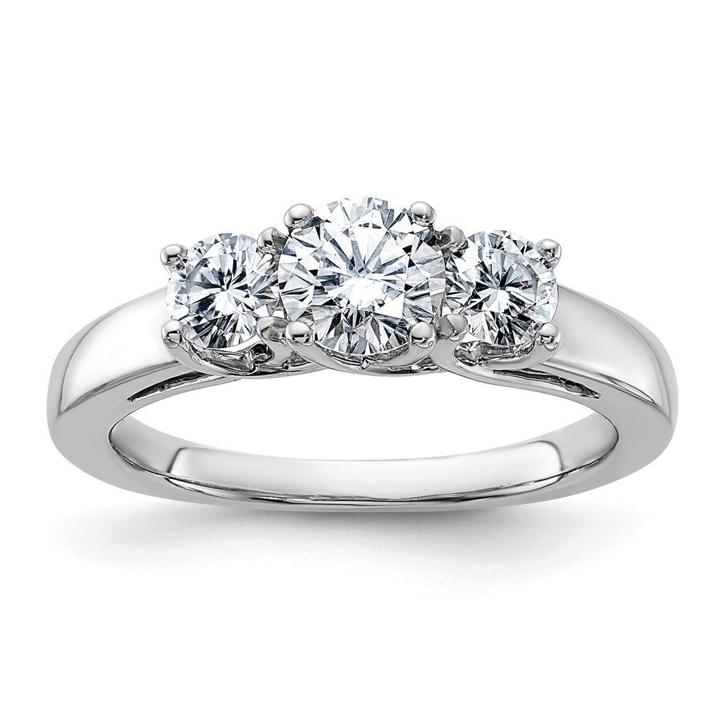 14kw 1ct. 3 Stone D E F Pure Light Moissanite Band