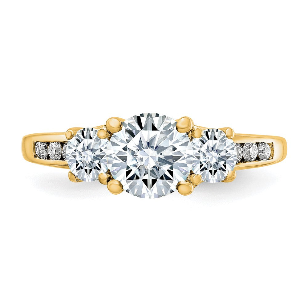 14ky Gold 1.50ct. Three Stone with Side Stones D E F Pure Light Moissanite Ring