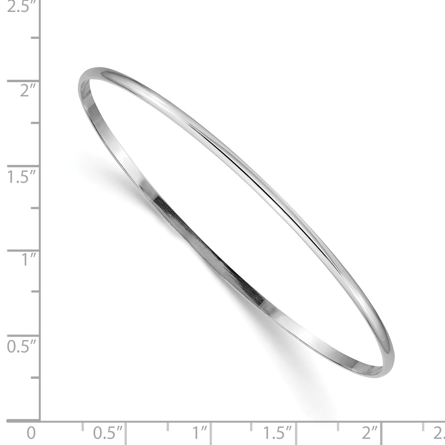 14k White Gold 2mm Solid Polished Half-Round Slip-On Bangle