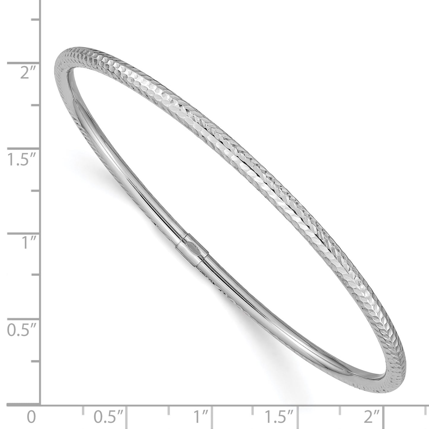 14k White Gold 3mm Diamond-cut Slip-on Bangle