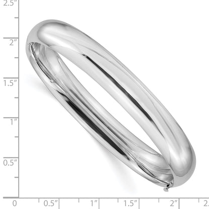 14k White Gold High Polished 10.00mm Hinged Bangle