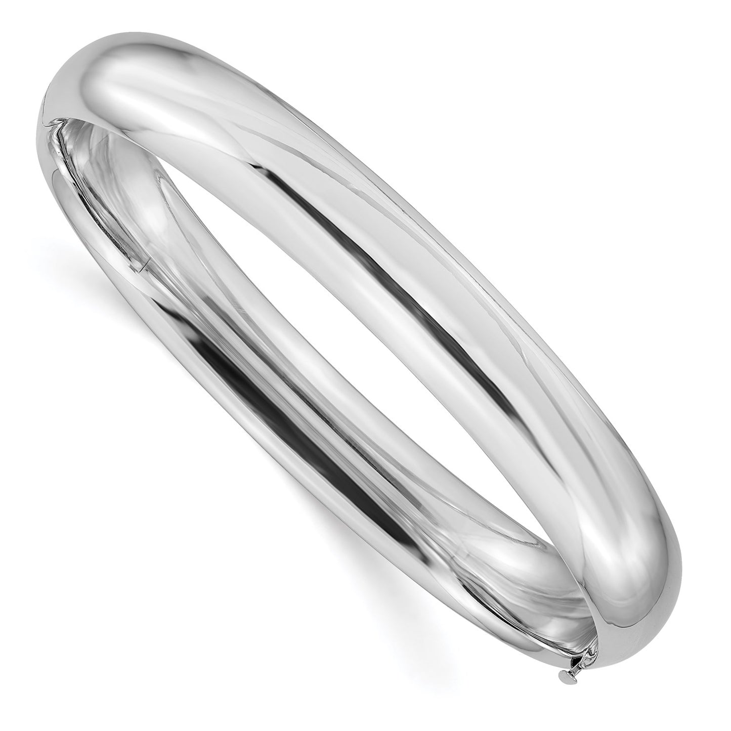 14k White Gold High Polished 10.00mm Hinged Bangle