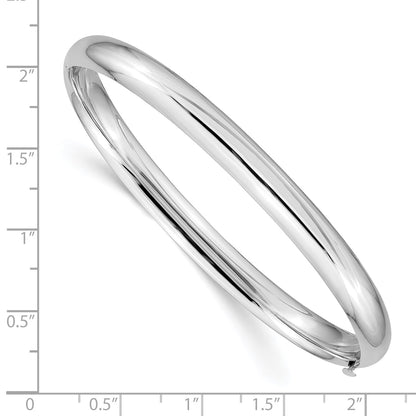 14k White Gold High Polished 6.00mm Hinged Bangle