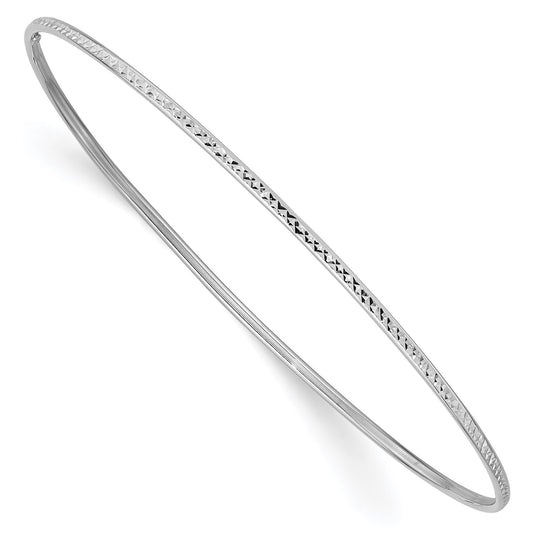 14k 1.5mm White Gold Diamond-Cut Slip-on Bangle Bracelet