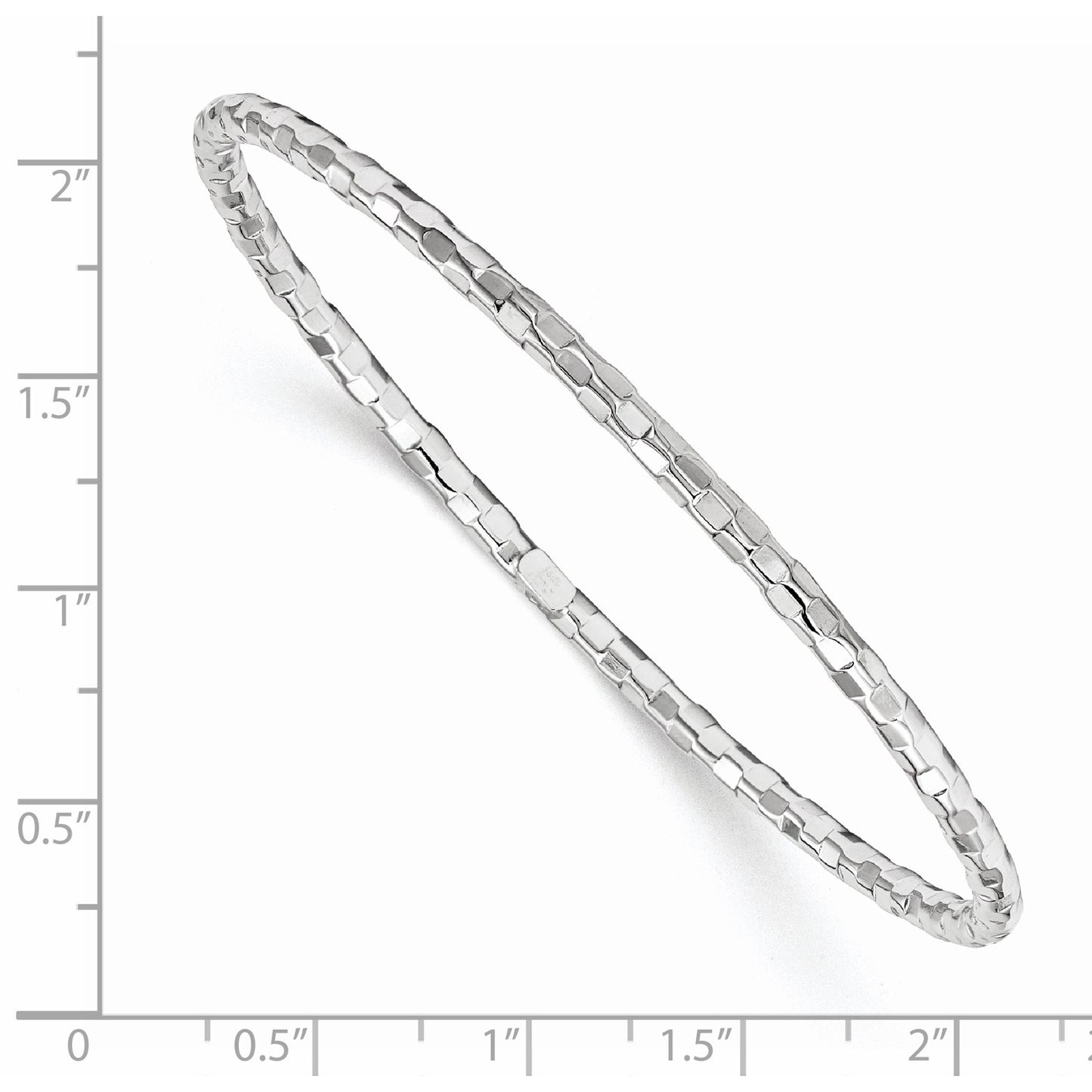 14k White Gold Textured Slip-on Bangle Bracelet