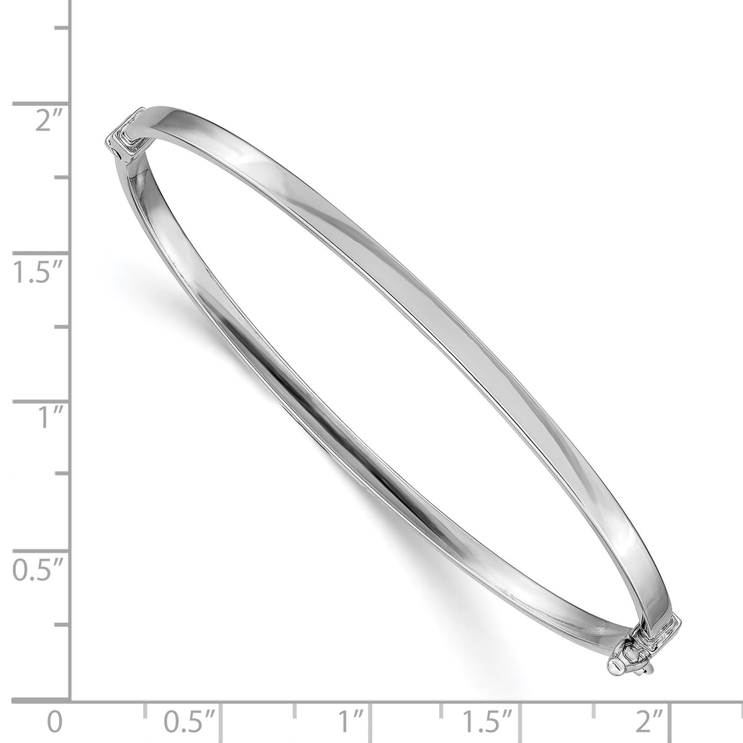 14k White Gold Polished Hinged Bangle Bracelet