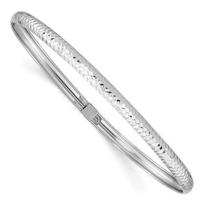 14k White Gold Textured Flexible Bangle