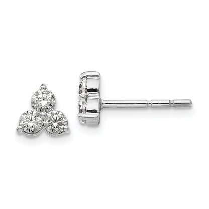 True Origin 14k White Gold 1/2 carat Lab Grown Diamond VS DEF Three Stone Post Stud Earrings